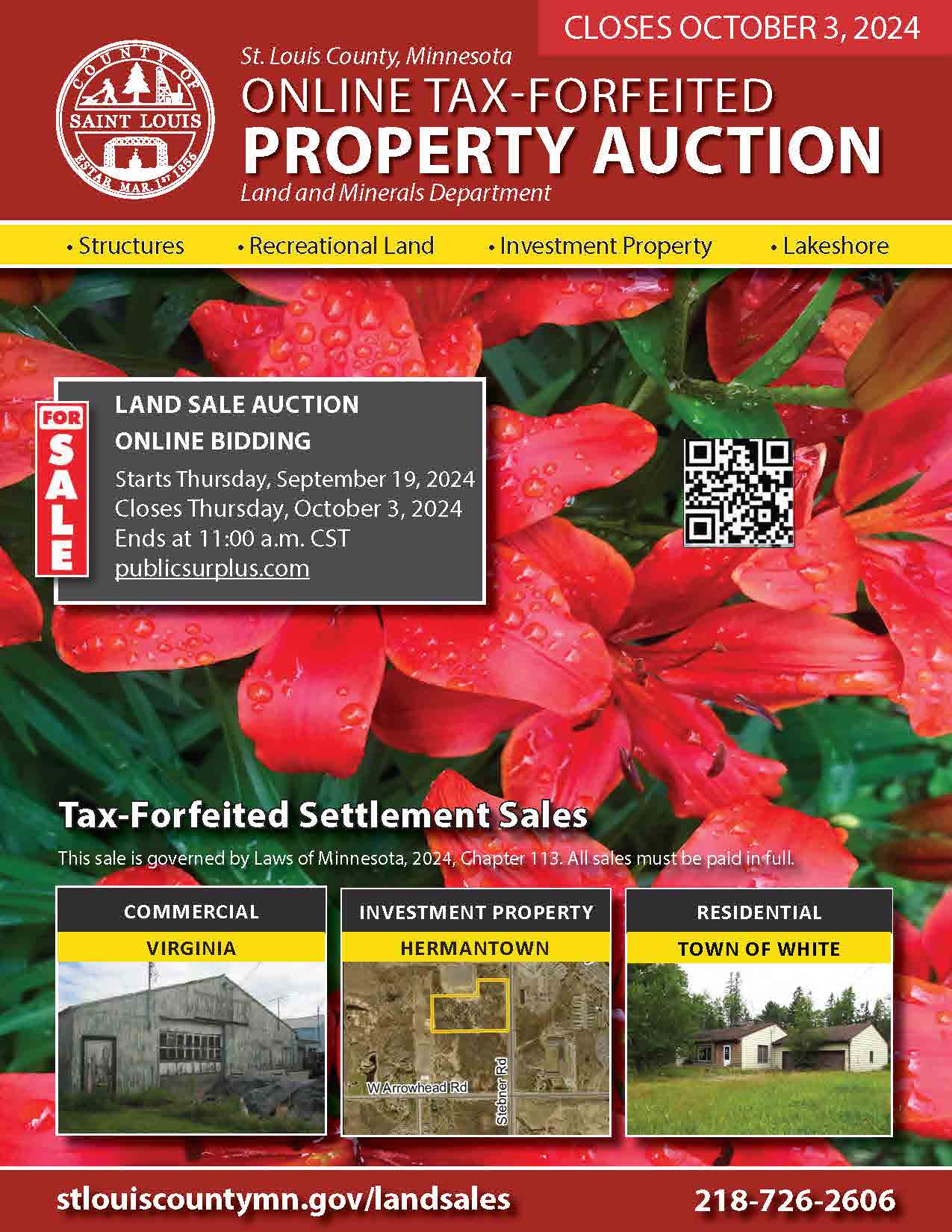 opens pdf of September 2024 tax-forfeited land settlement sale auction book